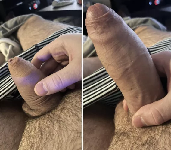 When you start sucking me, vs 10 seconds later 