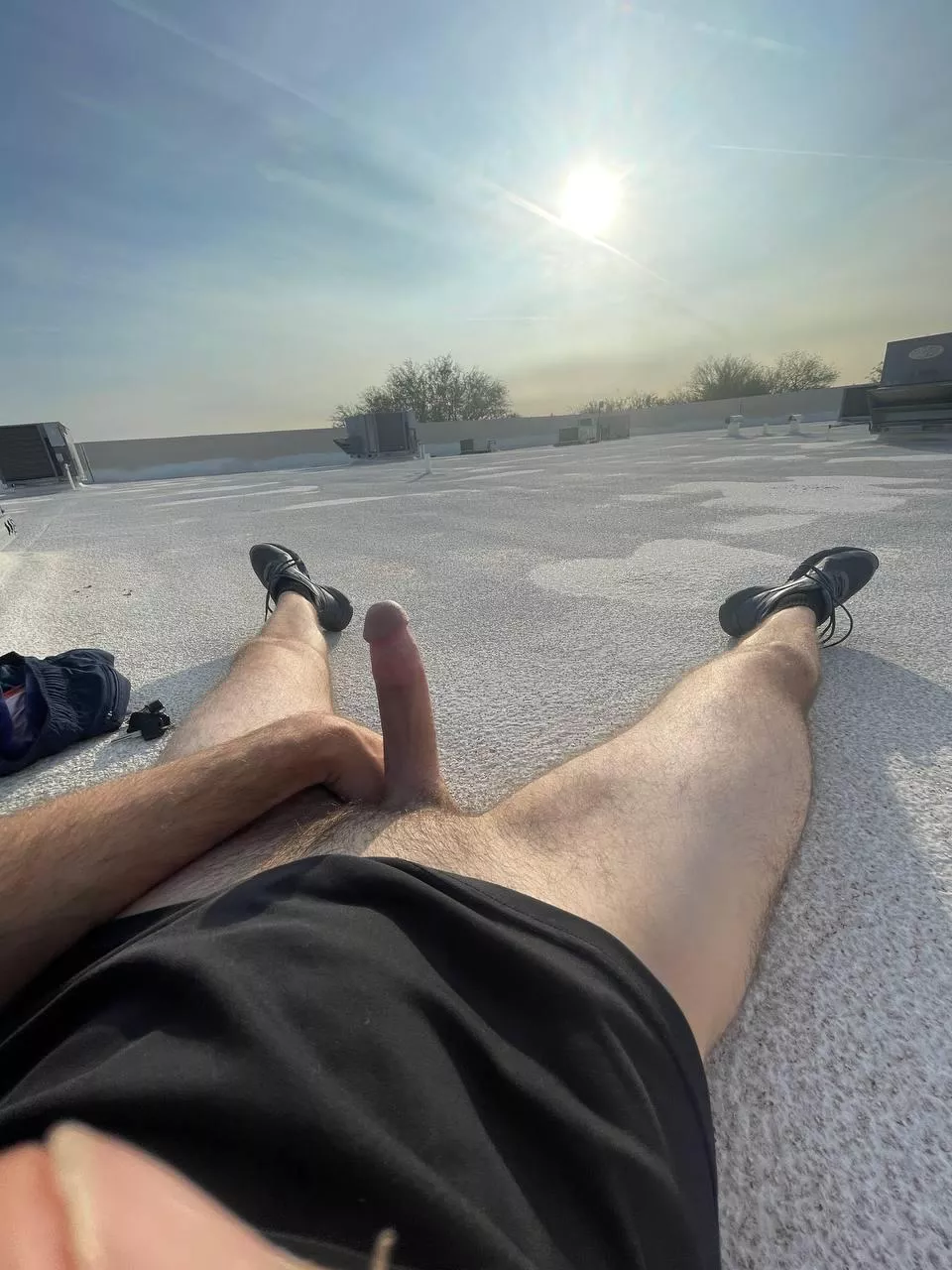 Catching some sun on the roof at work
