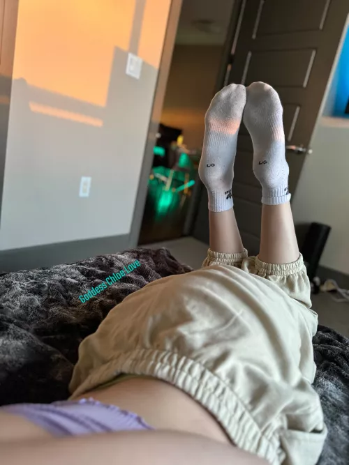 (F) the post while wearing gym socks.