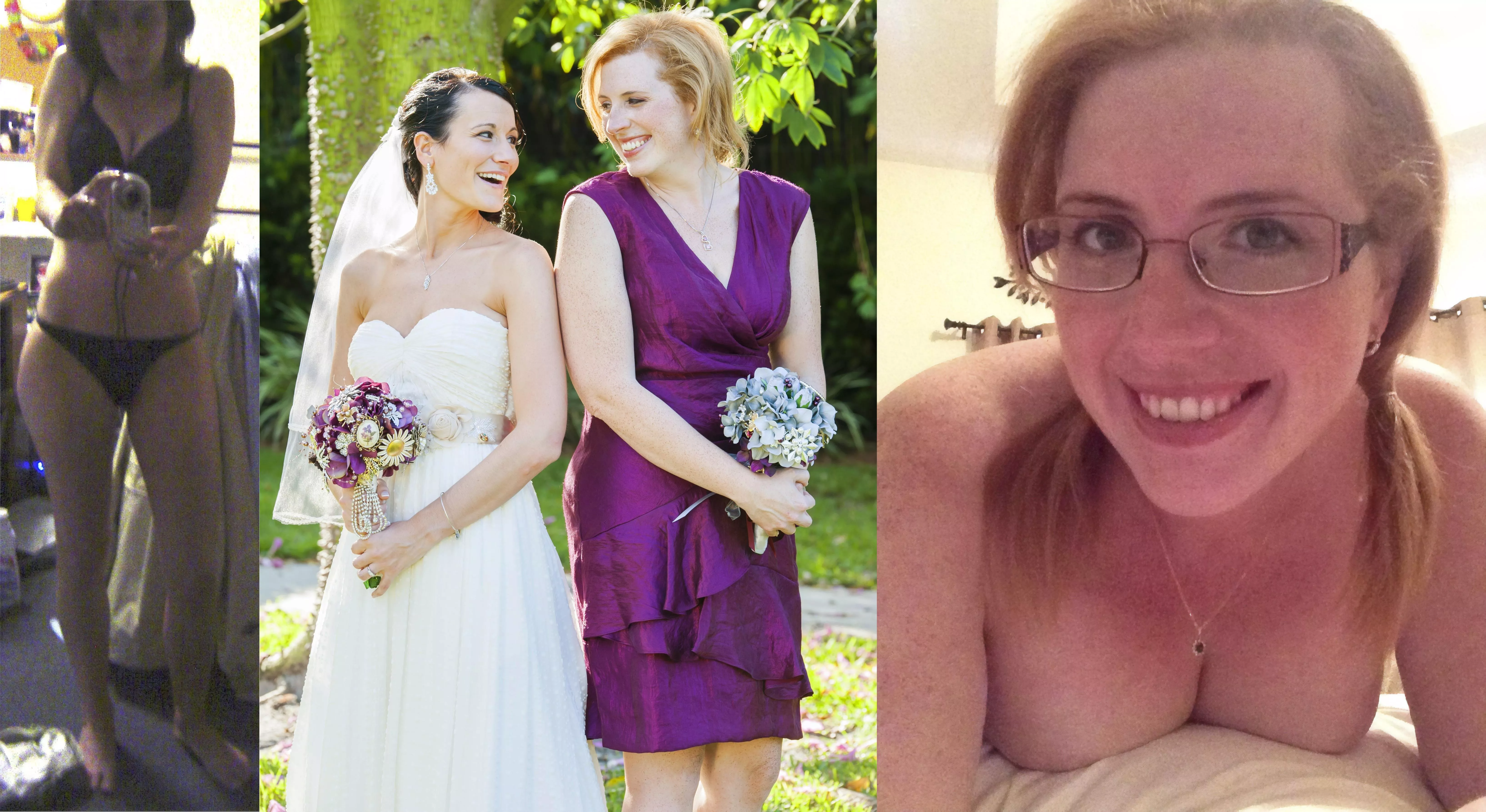 Maid of honor and Bride show off