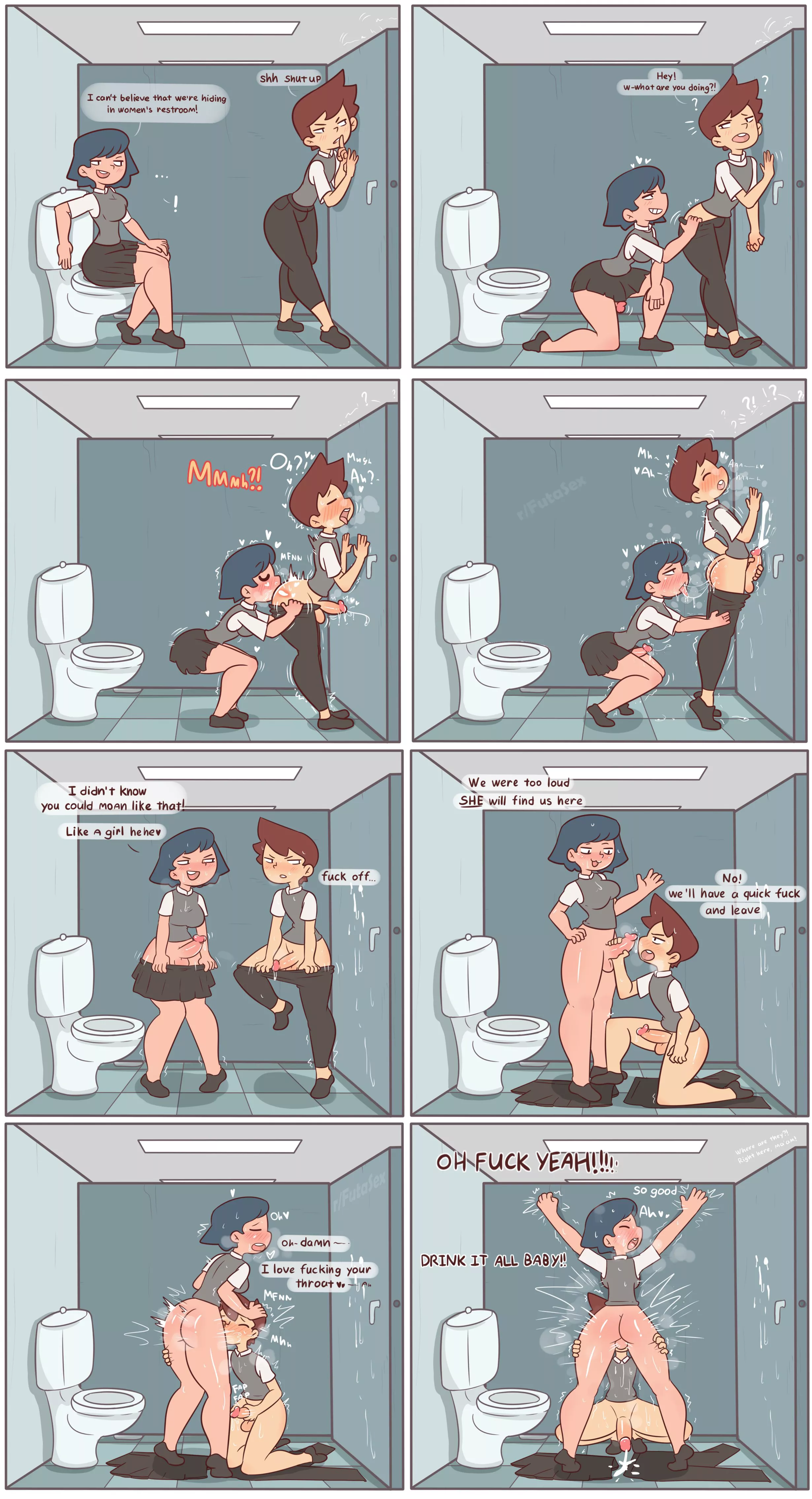 Once upon a time in the toilet .. Hot Futanari