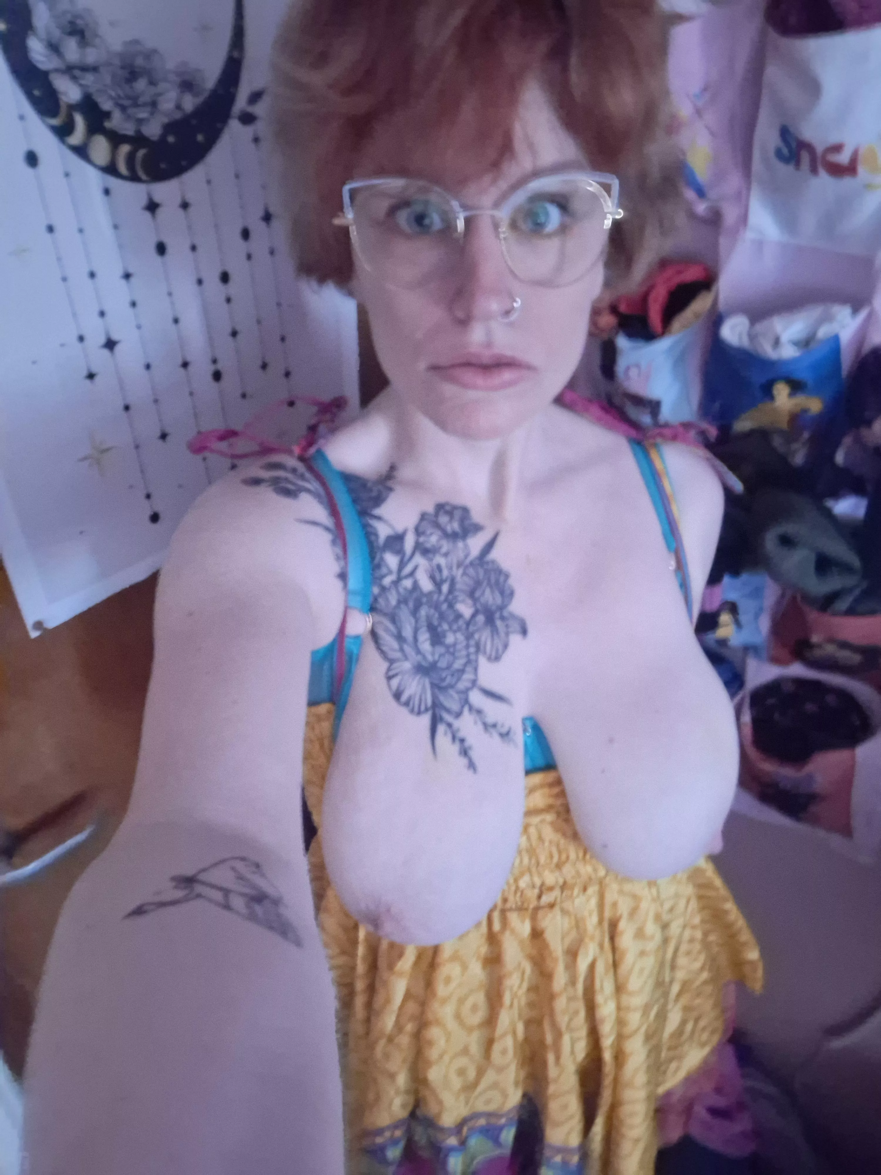 Oops, maybe this dress just isn't cut for my 30H milf tits? Shall I just leave them out today?!