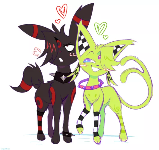 sceneon and emobreon (my art/ocs)