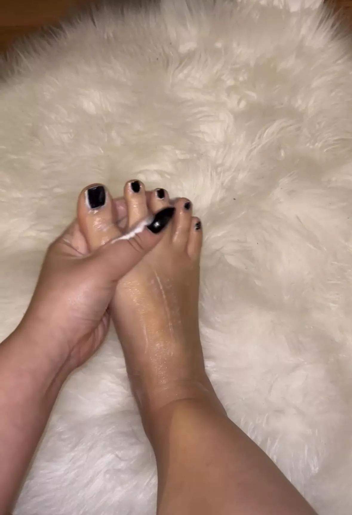 Applying cream to my feet 