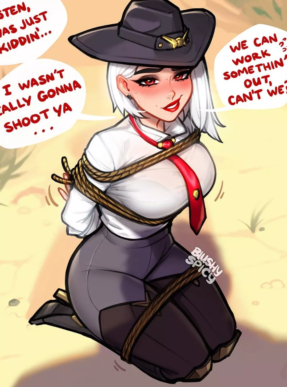 Ashe tied up and in a predicament (BlushySpicy)