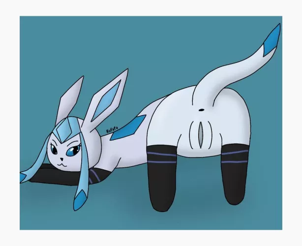 [F] (OC) Thick ass Glaceon im black thigh highs presenting her pussy ;3