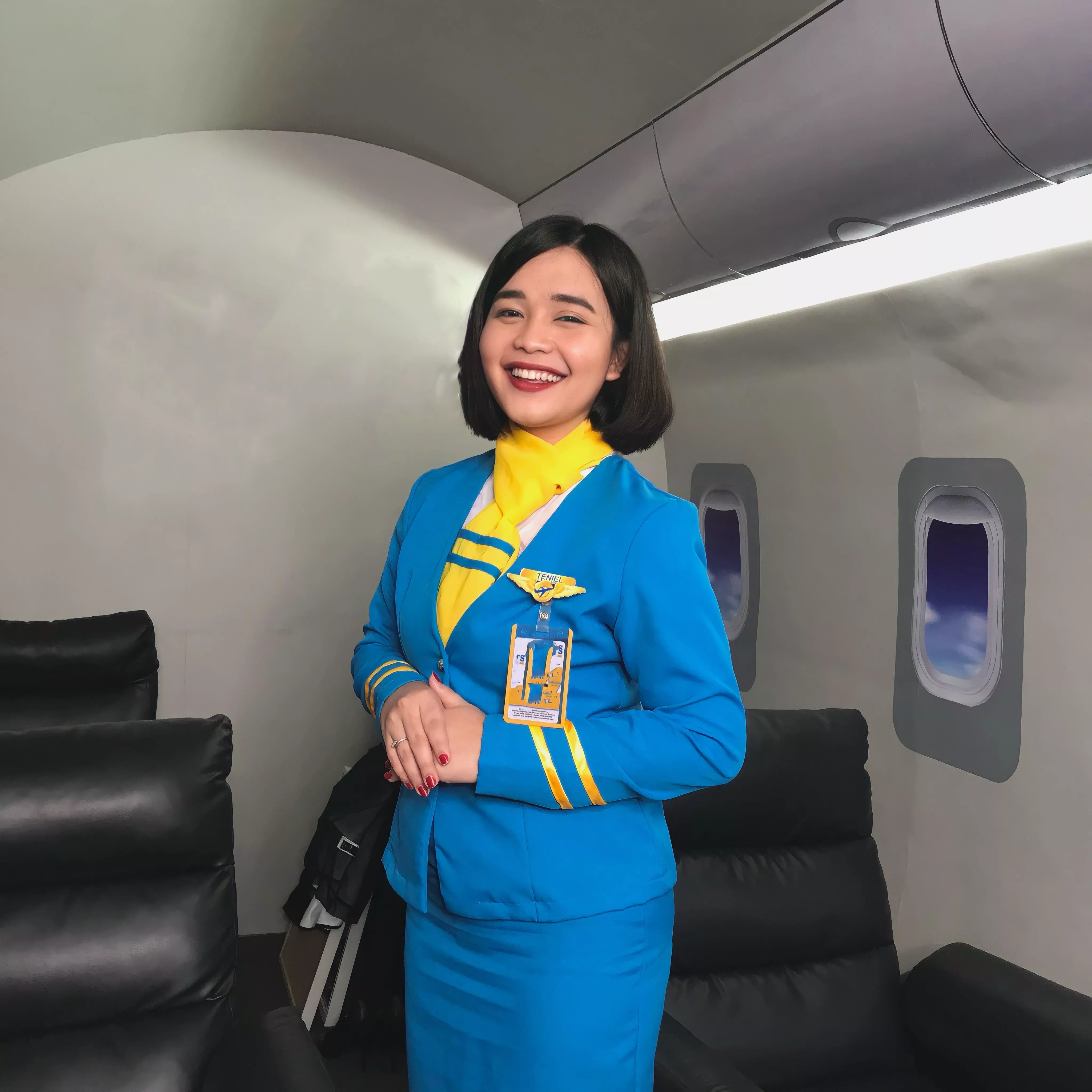 Flight attendant training days! What do you think? Does it suit me?