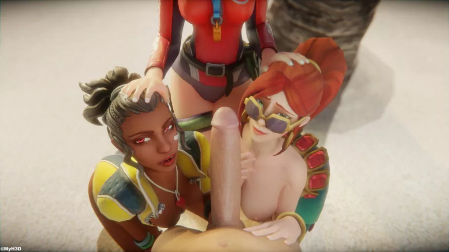 Kinessa, Lian and Cassie doing penis inspection rounds at the beach (MyH3D)
