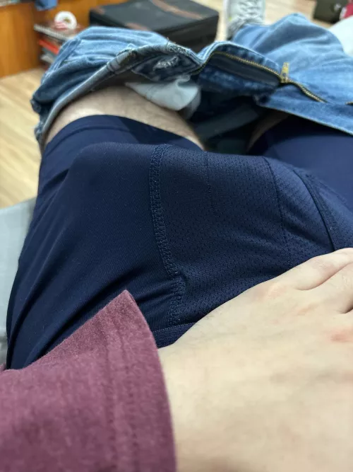 Massive bulge in my pants - had to take the jeans off to let my cock breathe lol