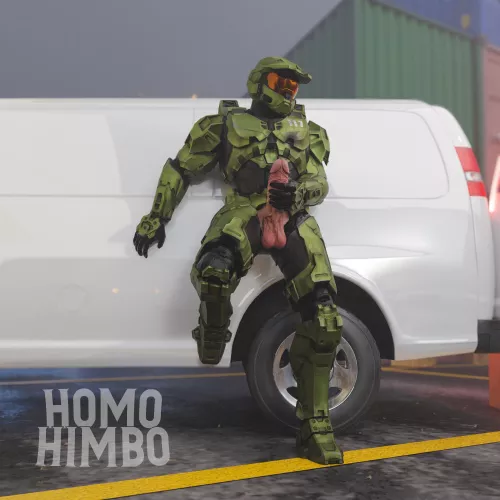Master Chief getting naughty in the cargo yard 😈 (@homohimbo on Twitter)