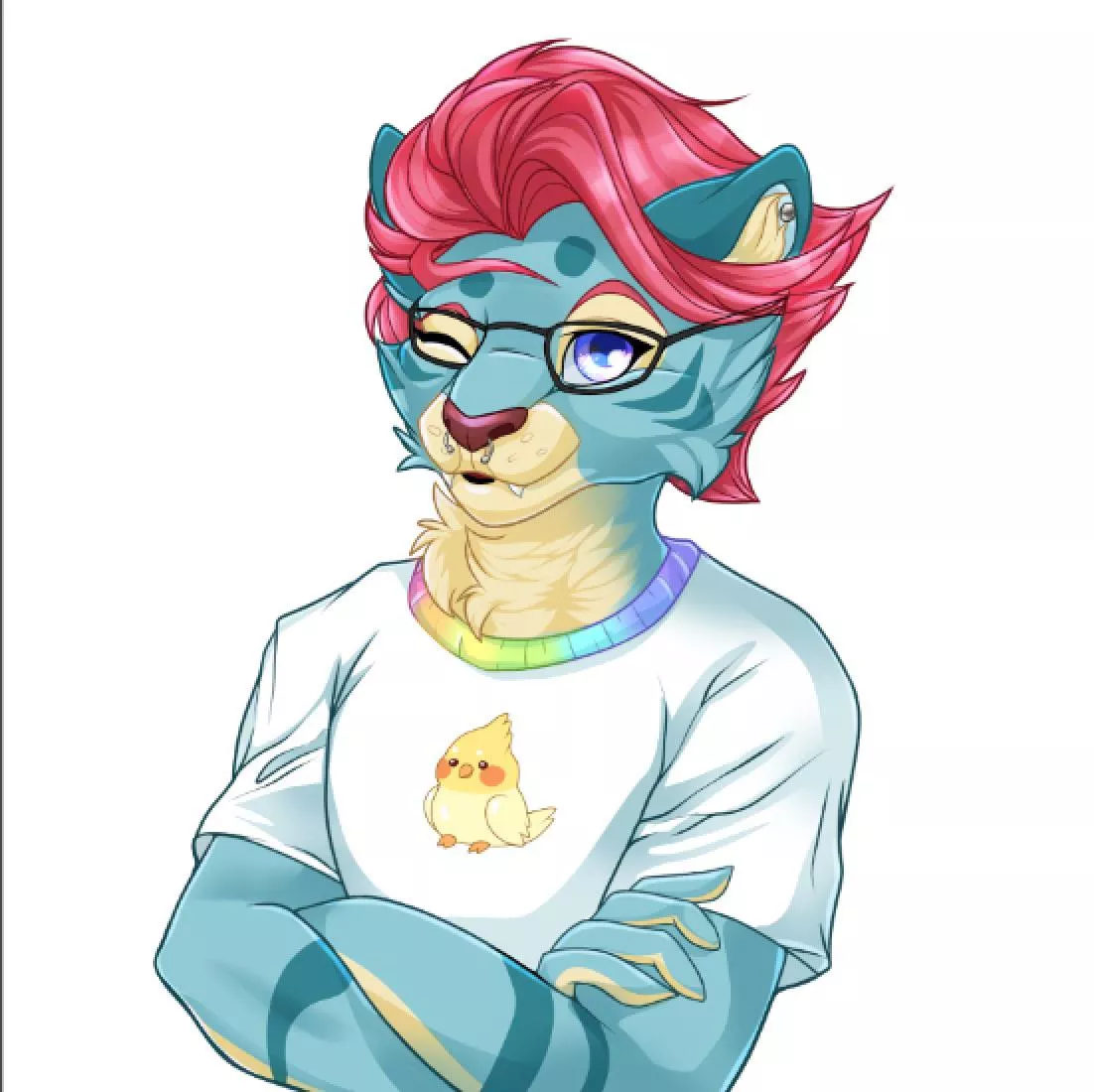 My first commission! :’) friend’s fursona, art by me!