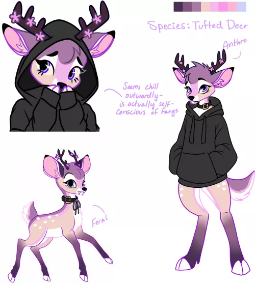 Shy Tufted Deer 💜 ~ (Adoptable, Art & Design by Me!)