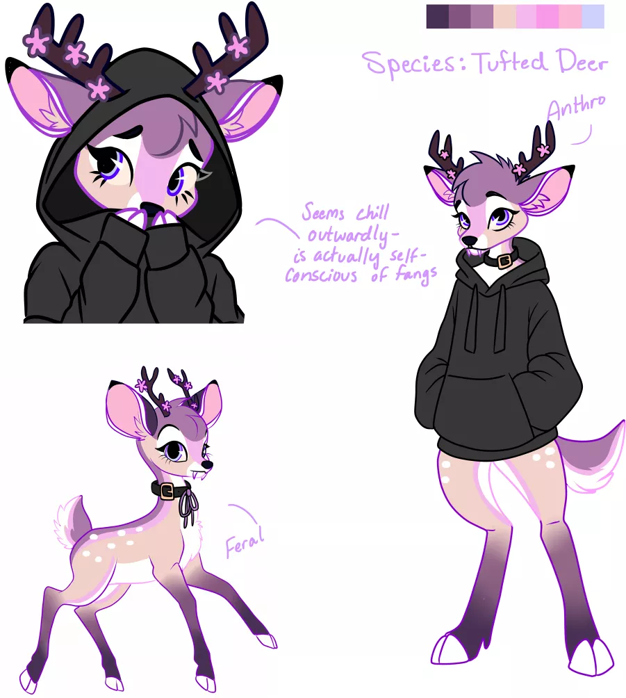 Shy Tufted Deer 💜 ~ (Adoptable, Art & Design by Me!)