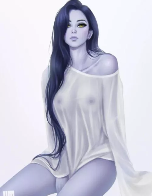 Widowmaker in a see trough shirt