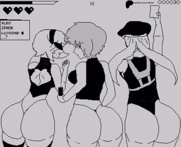 3 baddies with fat asses in gameboy style