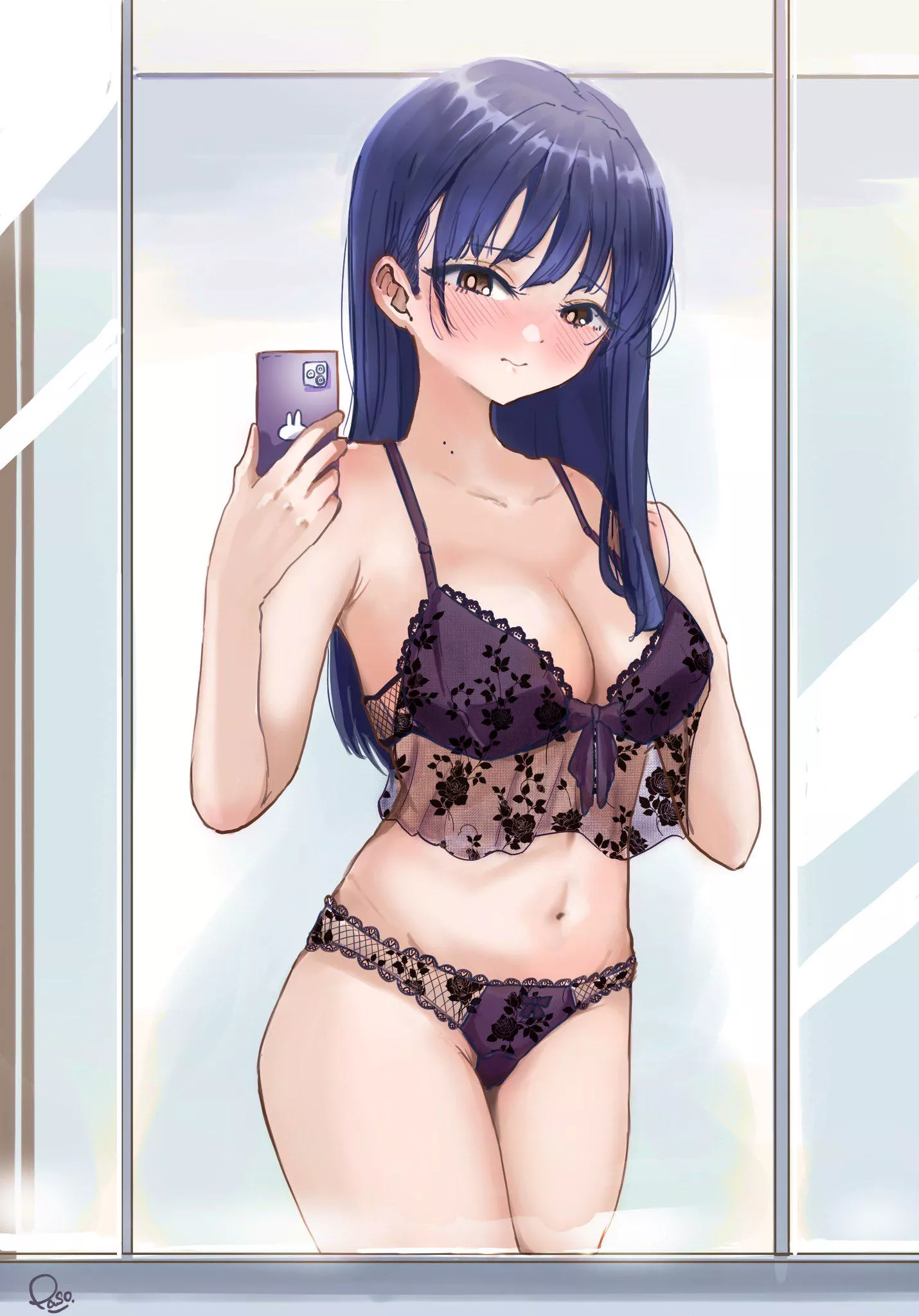 Anna Yamada Wearing Her Purple Lingerie 