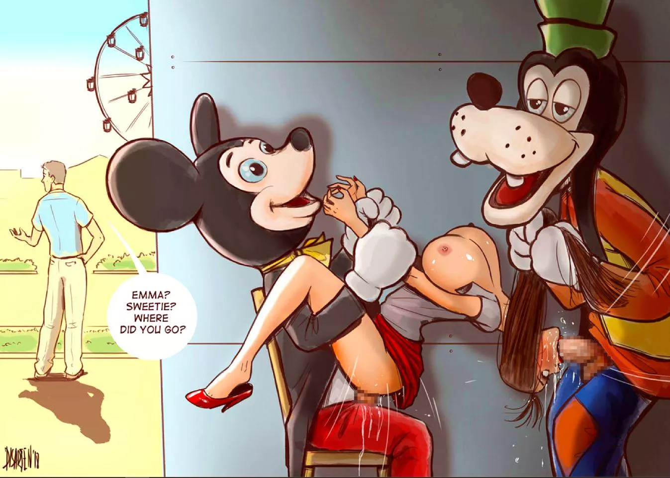 Mickey and Goofy have some fun in Disneyland (Disarten) [Mickey and Friends]