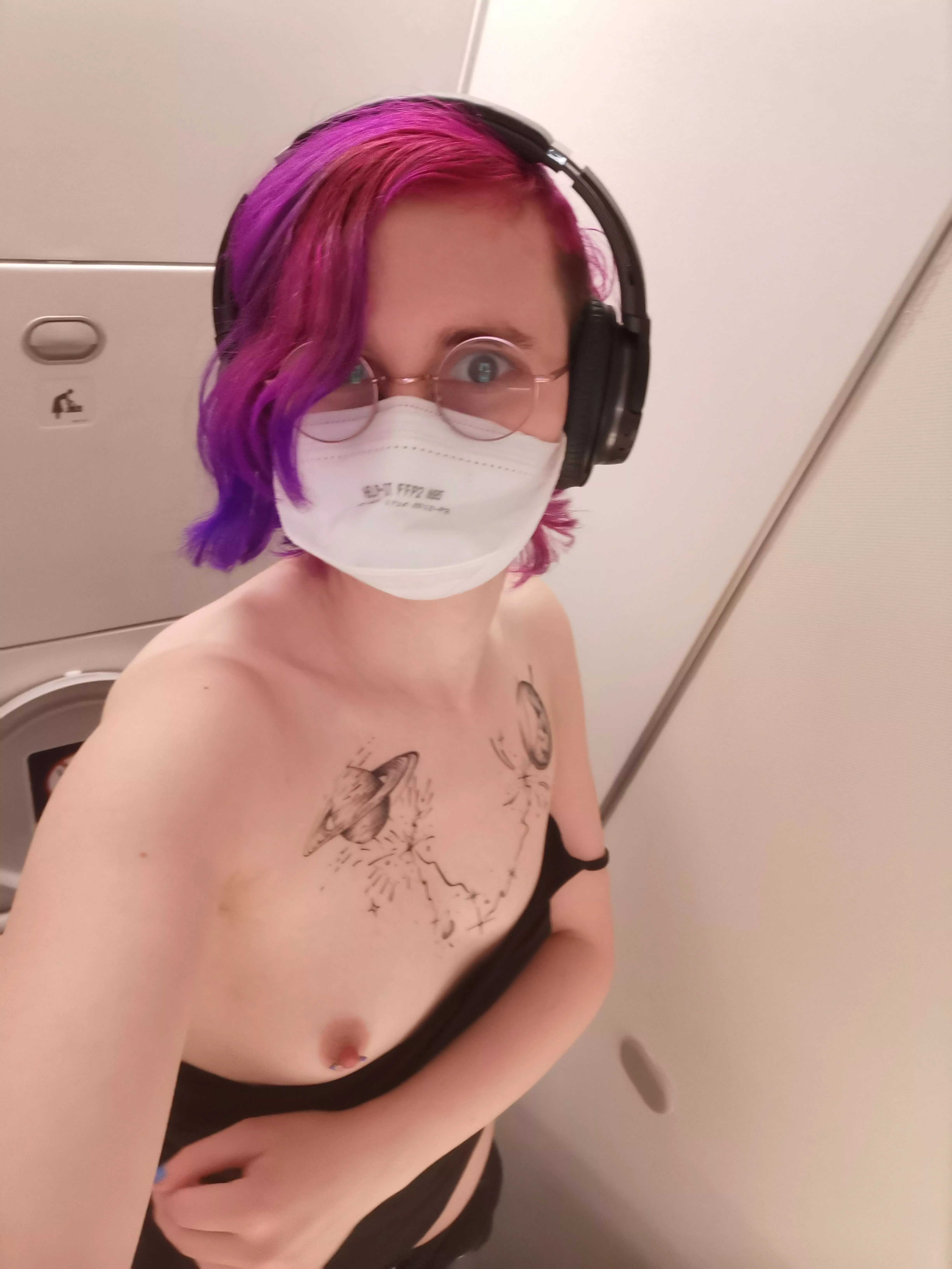 Ombre hair in the airplane bathroom