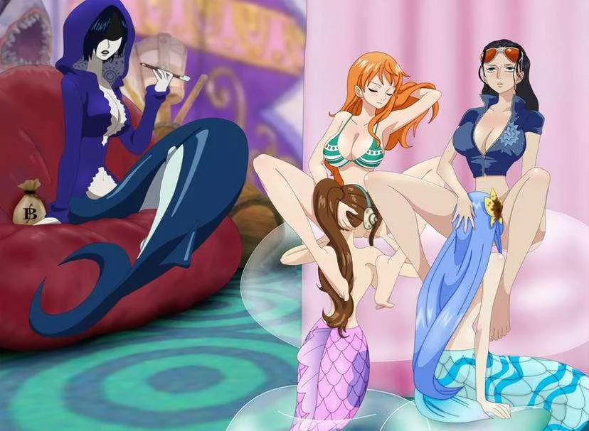 The girls getting a reward after helping fishman island