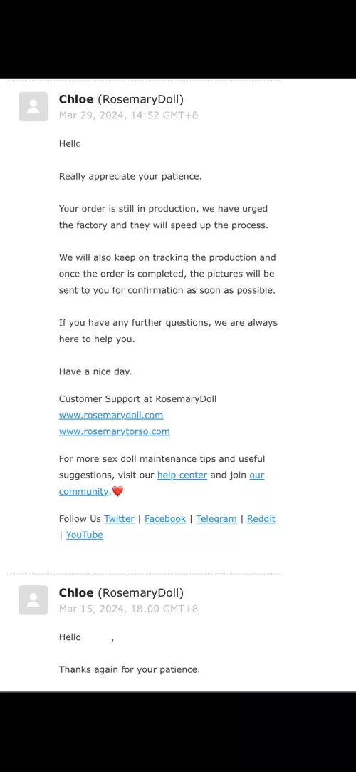 I have a Rosemarydoll concern…