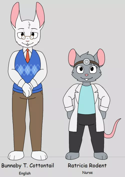 A couple character designs for an idea I had for a retro-styled edutainment game!