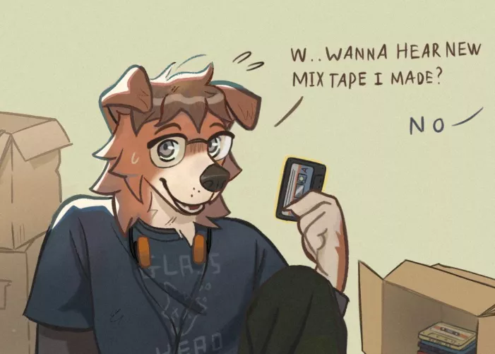 Cassette dog (art by me @vanfongg)