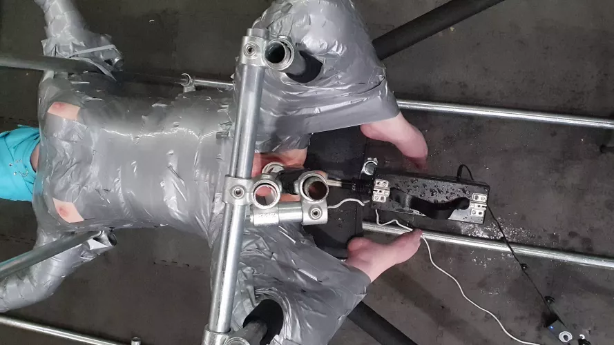 Duct tape bondage, fucking machine, and squirt? 