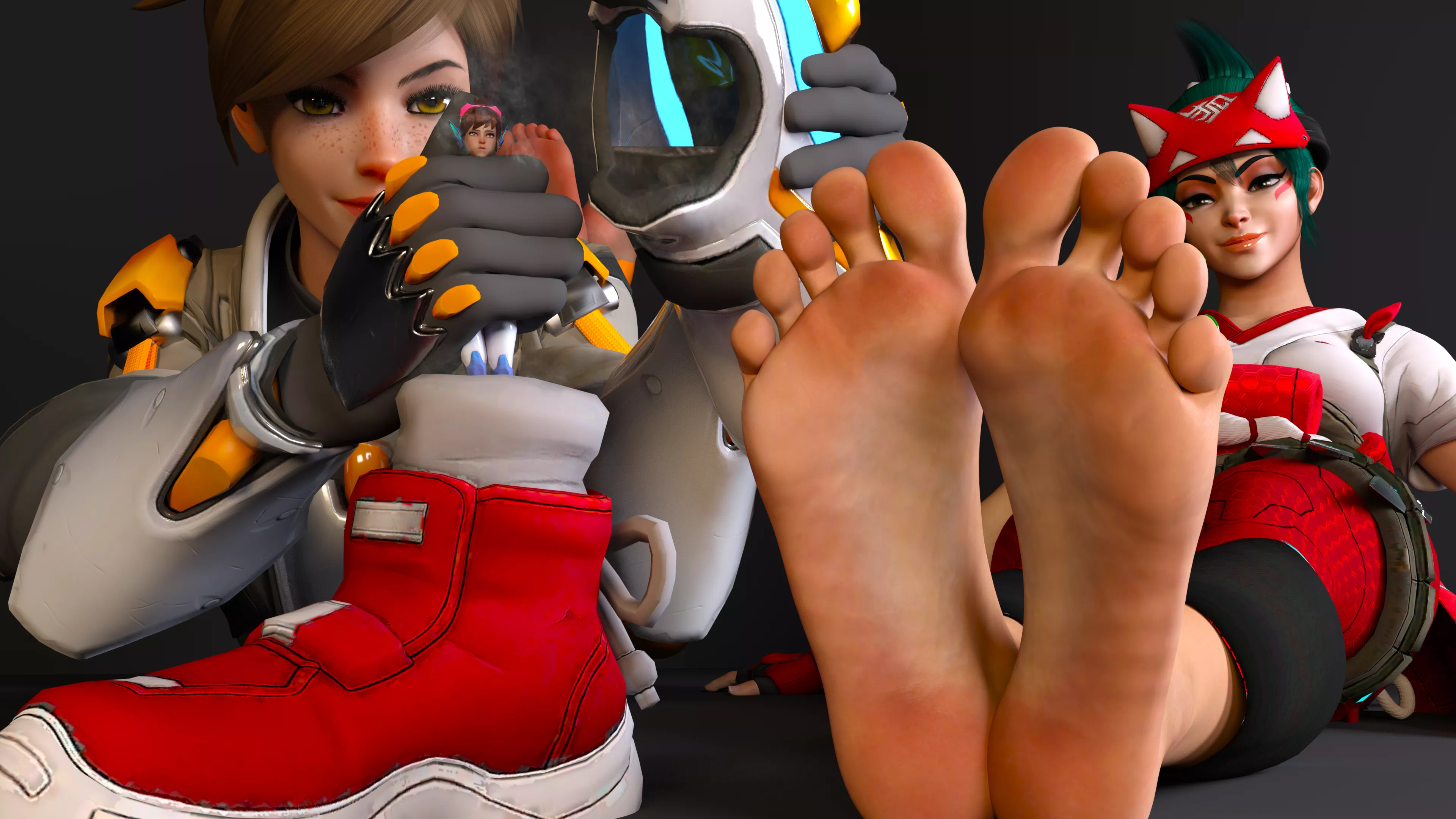 Kiriko, Tracer, and D.Va (Overwatch 2) [Artist: afu7777777]