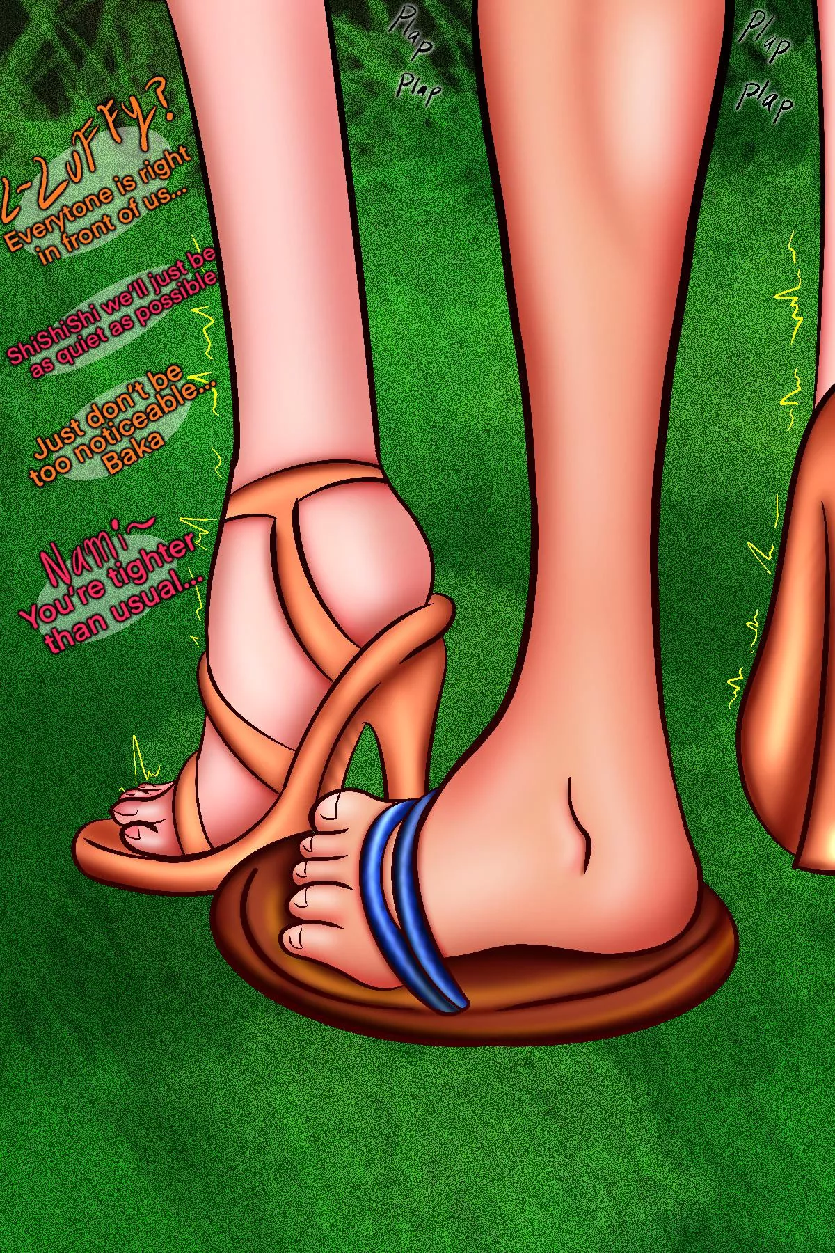 Luffy and Nami trying not to get caught (Flores)