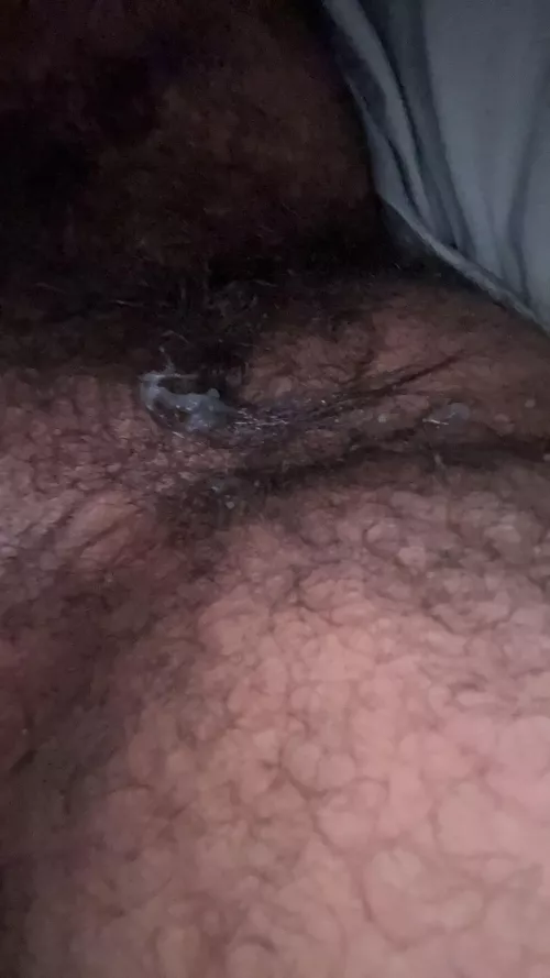 Nutted so hard some dripped down here. Who wants to lick it up