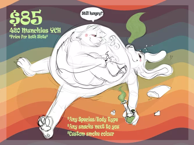 {PROMO} 420 Munchies YCH (@SpicyBatBones, dm here, twitter or Discord if interested!)