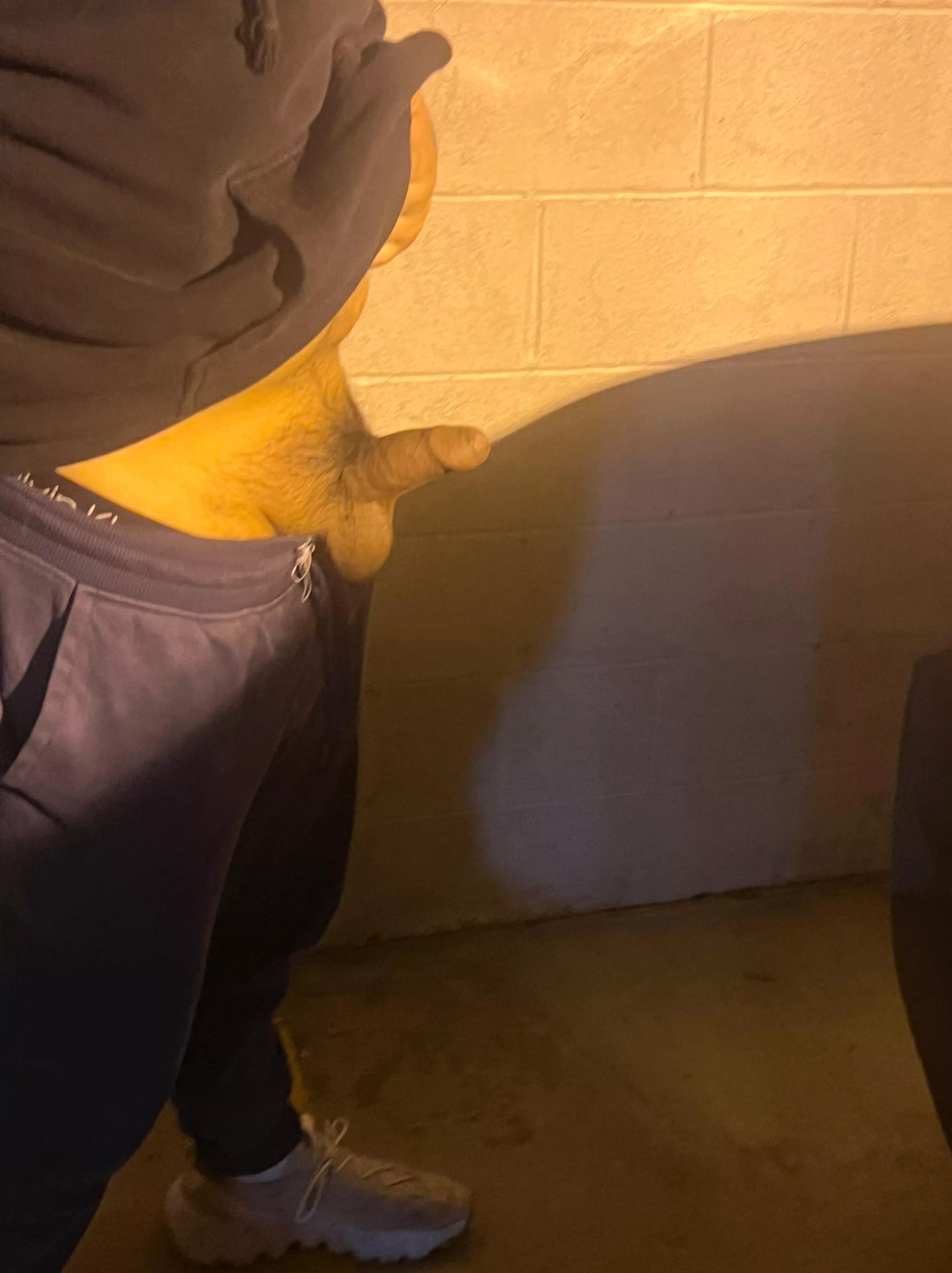 Walked up on this guy stroking in the parking garage…