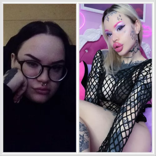 Bimbofication its a simple way to happiness. But sadly expensive :D If not this circumstance, id go really extreme already… Btw on the left pic i already have few cc of lip fillers :D