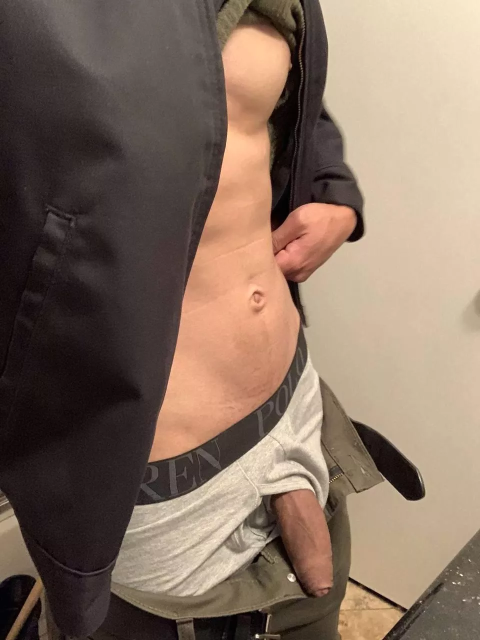 Glazed pink tip behind my hoodie , you brave enough to pull back?