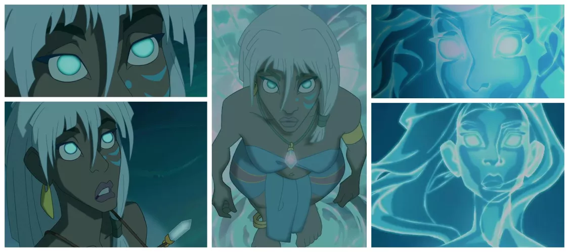 It's hard to explain to someone that my sexual awakening was Kida's glowing eyes in this scene of Atlantis. Idk why, but they looked hot af to me. (and still do)