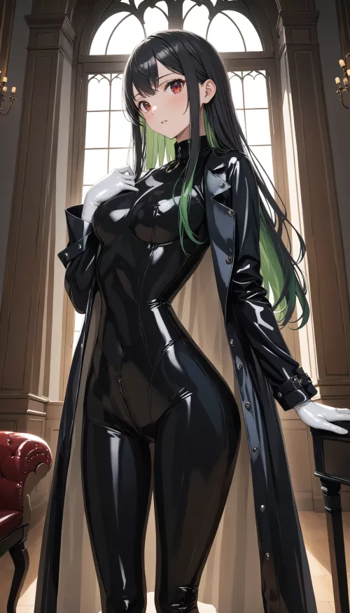 Latex Bodysuit & Long Coat 