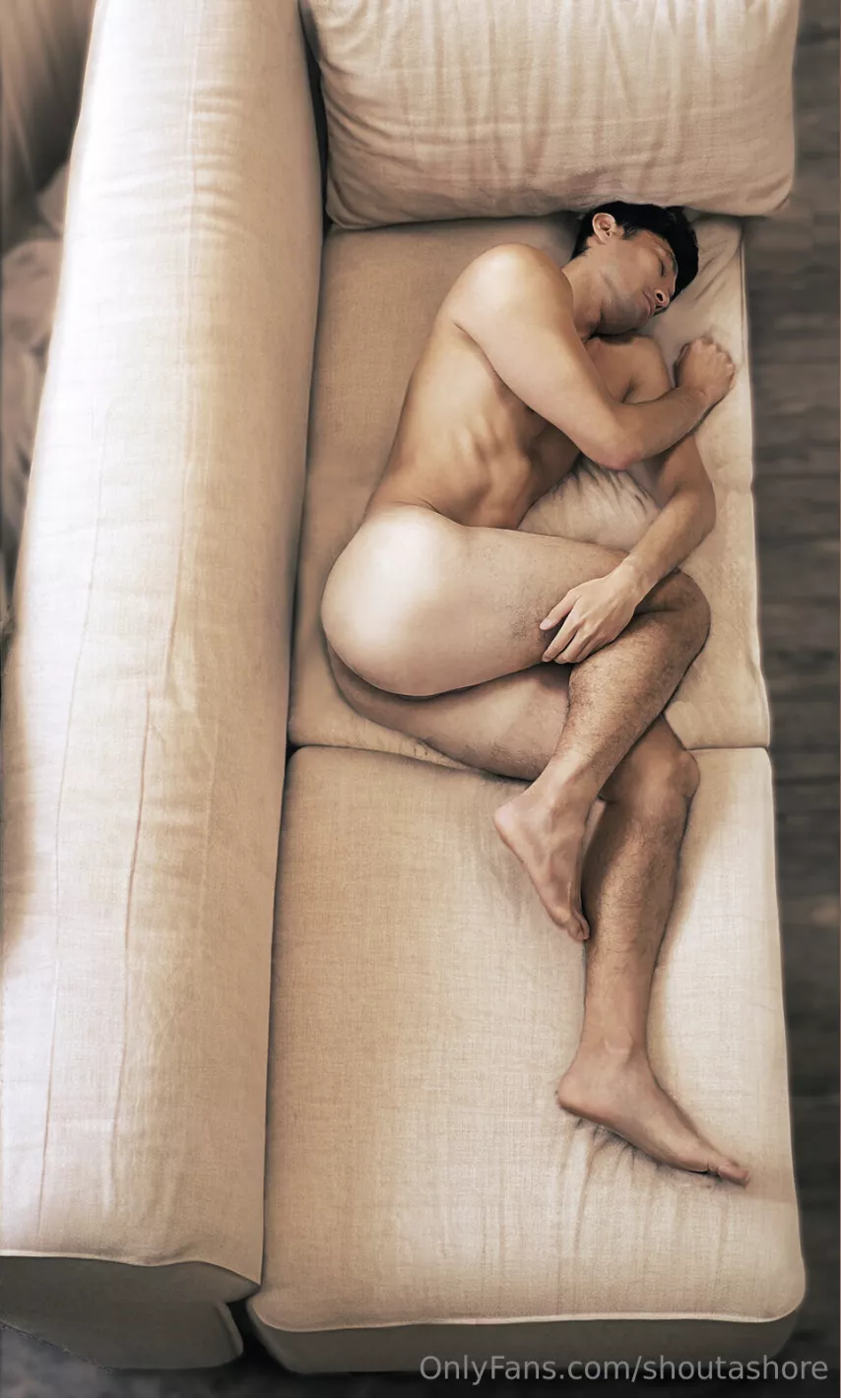 POV: Last night, you made the houseboy work hard, and found he ended up sleeping on the sofa.