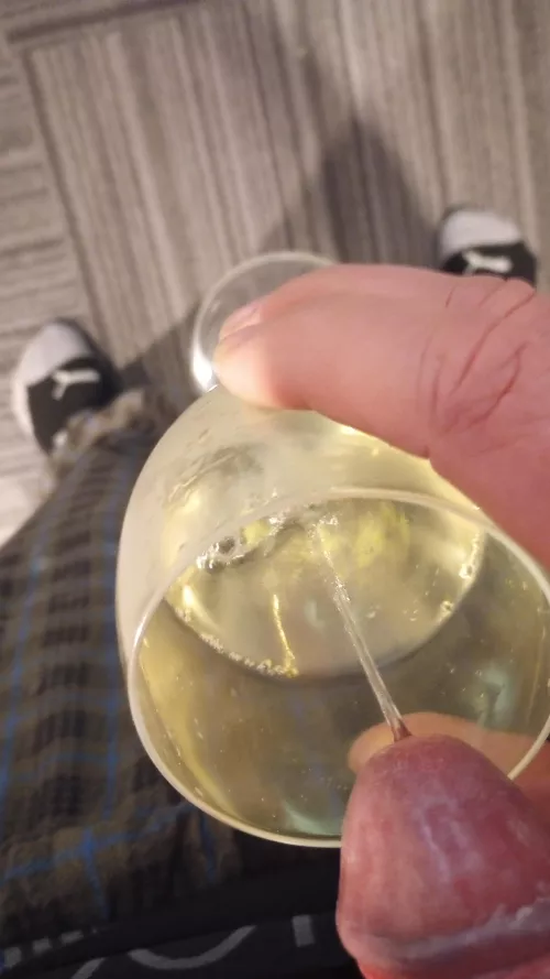 Preparing my after dinner beverage.