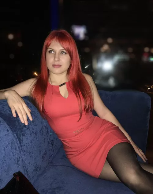 Red tight dress and red hair 
