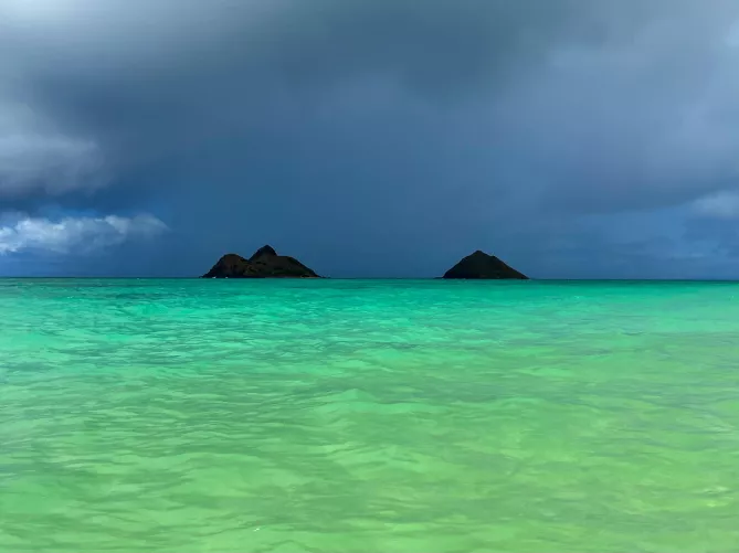 Storm approaching Lanikai Beach in Hawaii 