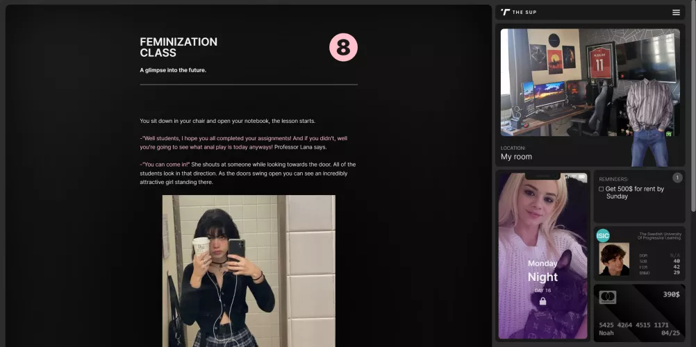 The SUP v0.5 - A free game I'm making with a slow sissification route :)