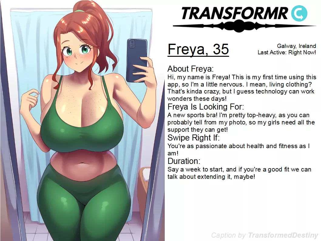 Transformr Profile: Freya [Inanimate, Caption, Clothing-TF] by TransformedDestiny