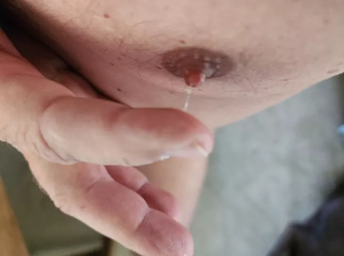 Lil precum added to my nipple. Damn I hate to waste it, it taste so good!