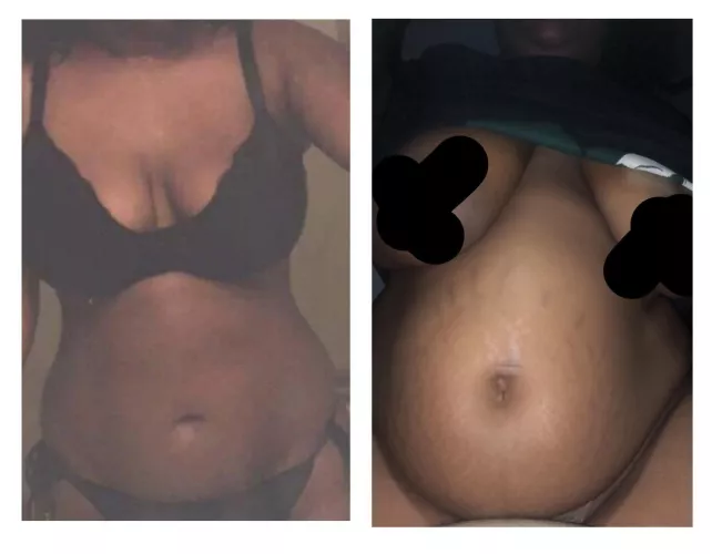 Mesmerized by how wide my belly button got 🙄 Im also now covered in stretchies 😬