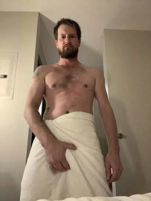 Who wants to see what happens when this towel falls off!
