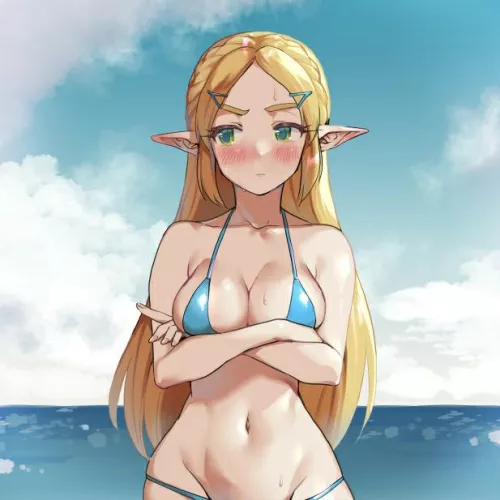 Displeased Bikini Zelda (Monbetsu Kuniharu on Pixiv) [Breath of the Wild]
