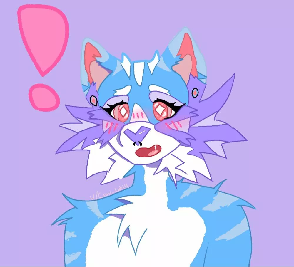 Drew my kitty guy blushing :3 (art by me!)