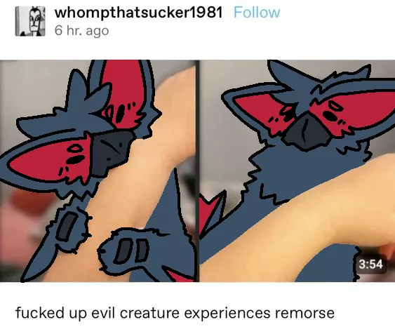Fucked up evil creature experiences remorse.. (By @RuiOnRollers)