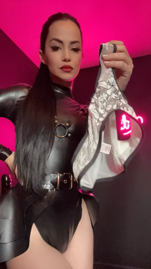 Get on your Knees for me, and open your mouth wide for me I want to stuff this panties deep inside. Oh! I forgot to say these were used panties Just not mine.. I am cruel enough?