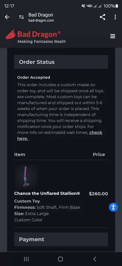 Got my custom order placed! 